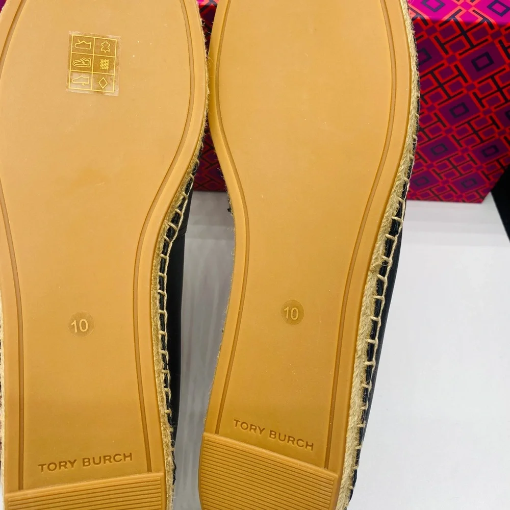 Tory Burch Ines Leather Espadrilles Size 10 Color Black NWB - Picture 6 of 7